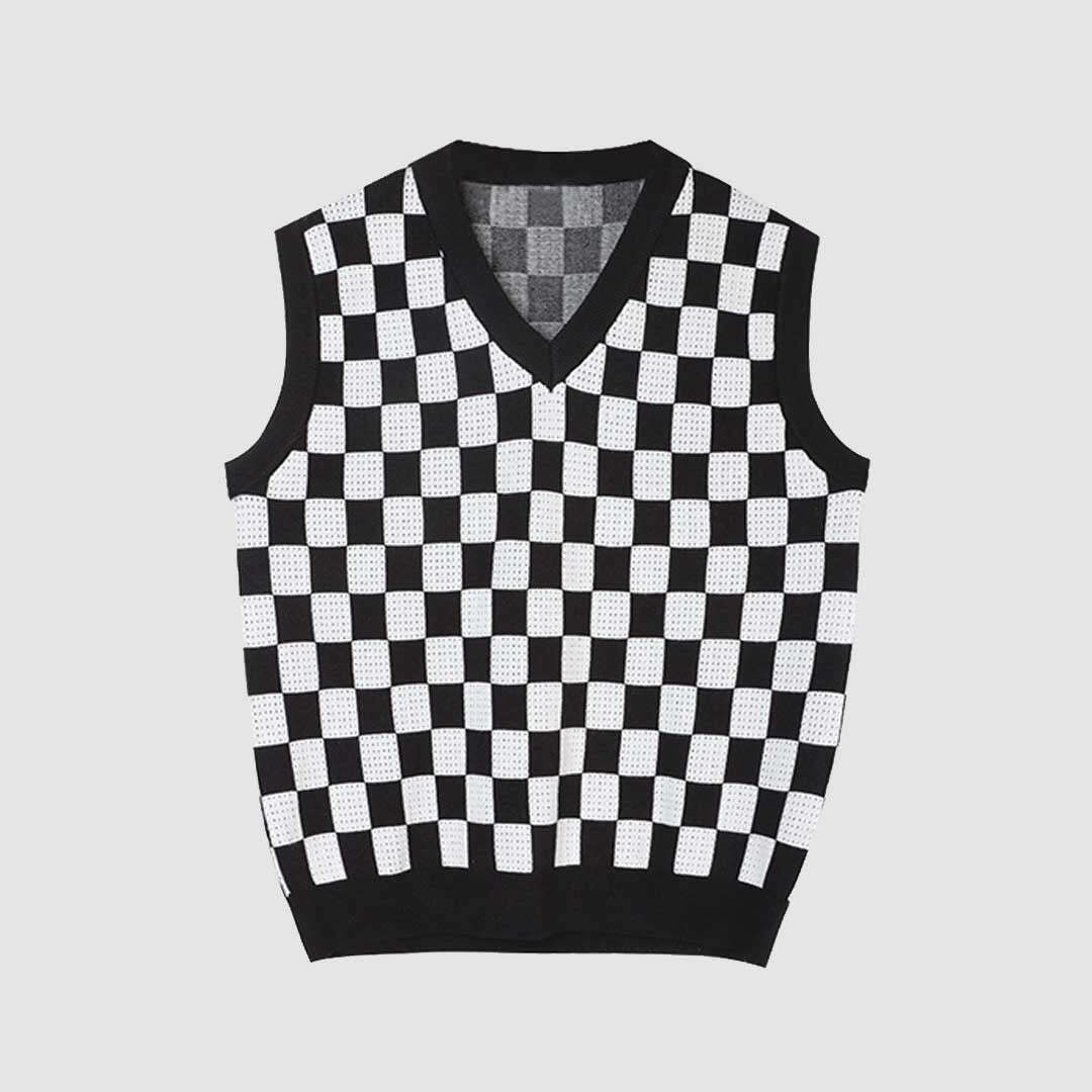 Style Core Aesthetics, New Style Trends Checkerboard Vest Sweater