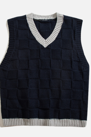 Style Core Aesthetics, New Style Trends Checkered Knit Vest