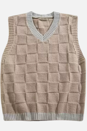 Style Core Aesthetics, New Style Trends Checkered Knit Vest