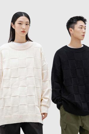 Style Core Aesthetics, New Style Trends Chessboard Knit Sweater