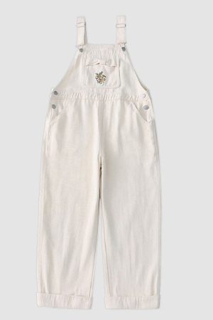 Style Core Aesthetics, New Style Trends Chic Floral Embroidery Bow Dungarees
