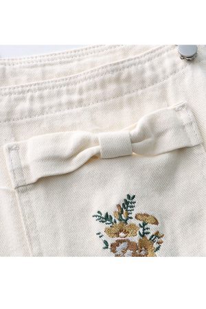 Style Core Aesthetics, New Style Trends Chic Floral Embroidery Bow Overalls
