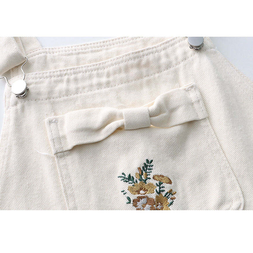 Style Core Aesthetics, New Style Trends Chic Floral Embroidery Bow Overalls Style Core Aesthetics, New Style Trends Chic Floral Embroidery Bow Overalls