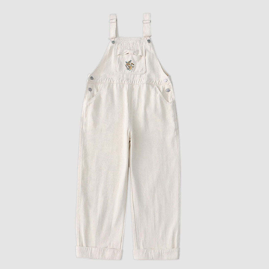 Style Core Aesthetics, New Style Trends Chic Floral Embroidery Bow Overalls