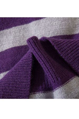 Style Core Aesthetics, New Style Trends Chic Turndown Collar Striped Cropped Sweater