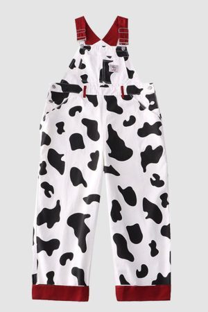 Style Core Aesthetics, New Style Trends Childlike Cow Print Dungarees