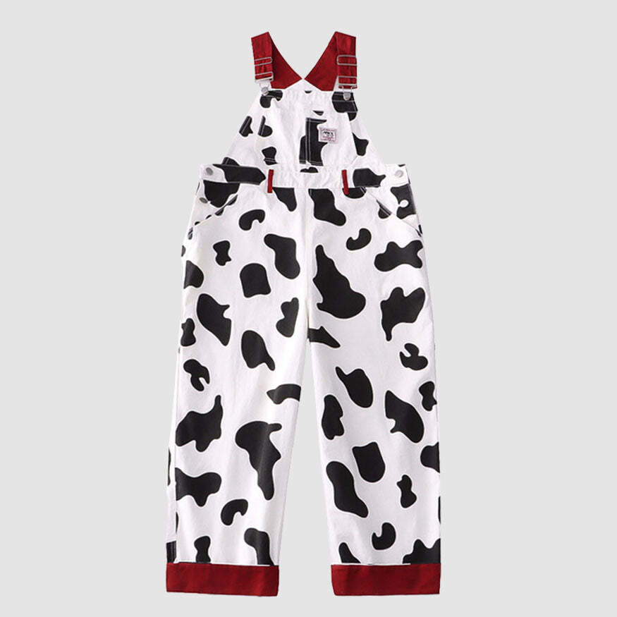 Style Core Aesthetics, New Style Trends Childlike Cow Print Dungarees