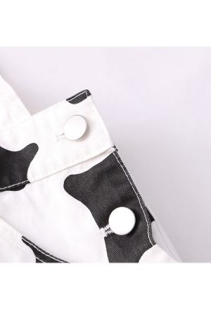 Style Core Aesthetics, New Style Trends Childlike Cow Print Dungarees