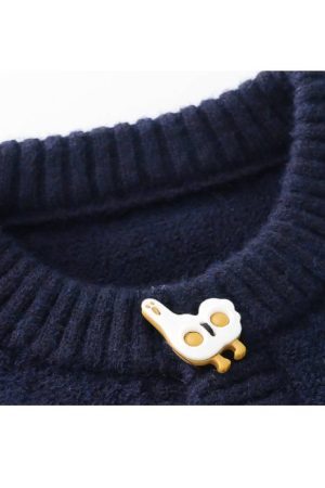 Style Core Aesthetics, New Style Trends Childlike Duck Pattern Cardigan Sweater