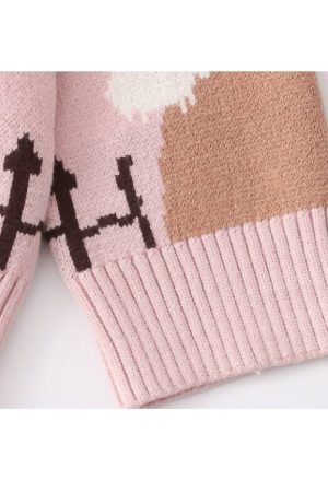 Style Core Aesthetics, New Style Trends Childlike Landscape Illustration Jacquard Cardigan Sweater