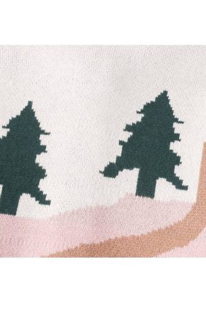 Style Core Aesthetics, New Style Trends Childlike Landscape Illustration Jacquard Cardigan Sweater