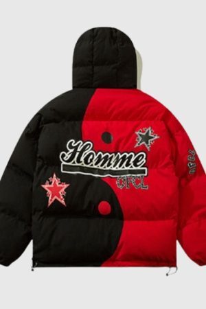 Style Core Aesthetics, New Style Trends Chinese Streetwear Color-Block Hooded Coat