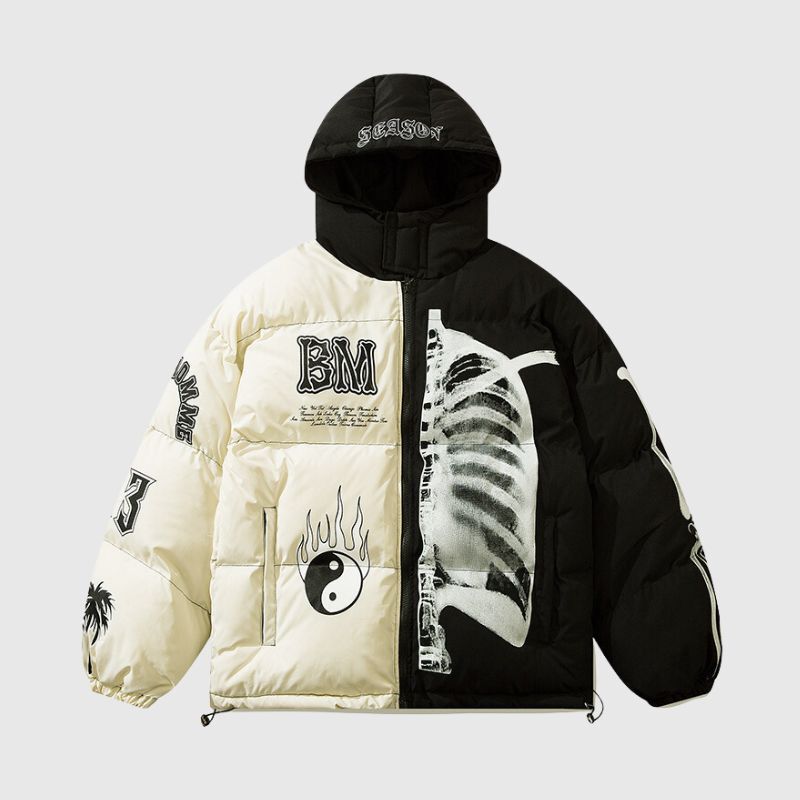 Style Core Aesthetics, New Style Trends Chinese Streetwear Color-Block Hooded Coat