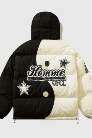 Style Core Aesthetics, New Style Trends Chinese Streetwear Color-Block Hooded Coat