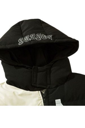 Style Core Aesthetics, New Style Trends Chinese Streetwear Color-Block Hooded Coat