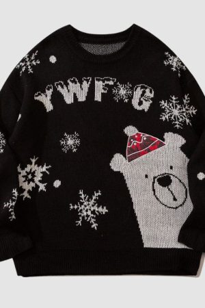 Style Core Aesthetics, New Style Trends Christmas Bear Jacquard Pullover