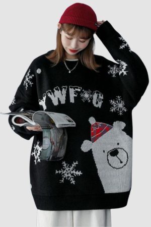 Style Core Aesthetics, New Style Trends Christmas Bear Jacquard Pullover
