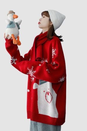 Style Core Aesthetics, New Style Trends Christmas Bear Jacquard Pullover