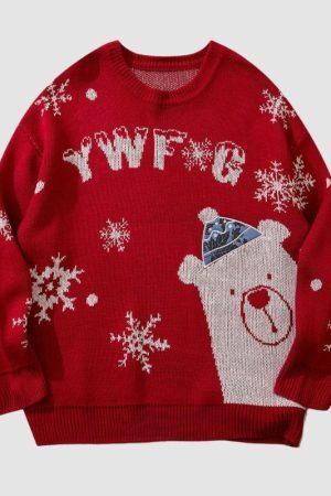 Style Core Aesthetics, New Style Trends Christmas Bear Jacquard Pullover