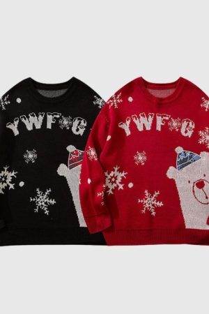 Style Core Aesthetics, New Style Trends Christmas Bear Jacquard Pullover