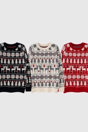 Style Core Aesthetics, New Style Trends Christmas Elk Jacquard Pullover