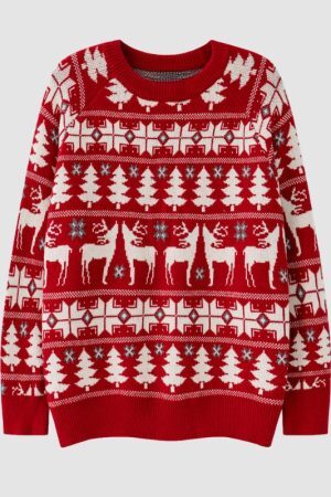 Style Core Aesthetics, New Style Trends Christmas Elk Jacquard Pullover