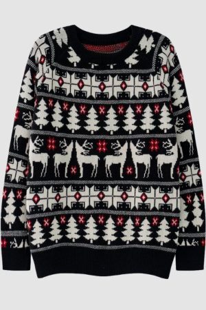 Style Core Aesthetics, New Style Trends Christmas Elk Jacquard Pullover