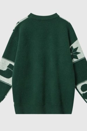 Style Core Aesthetics, New Style Trends Christmas Pattern Embossed Color-Block Sweater