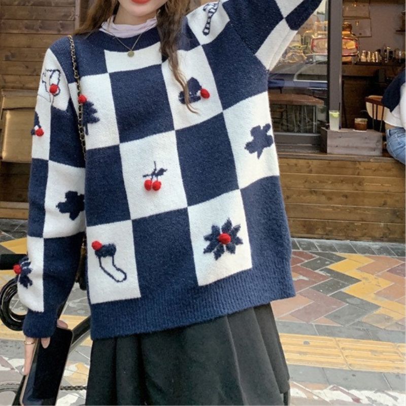 Style Core Aesthetics, New Style Trends Christmas Plaid Knit Pullover Style Core Aesthetics, New Style Trends Christmas Plaid Knit Pullover