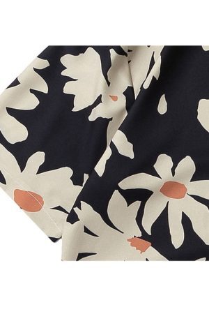Style Core Aesthetics, New Style Trends Chrysanthemums Print Summer Shirt