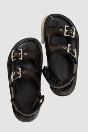 Style Core Aesthetics, New Style Trends Chunky Sole Buckle Two Strap Sandals