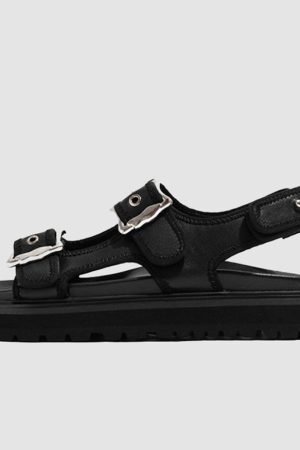 Style Core Aesthetics, New Style Trends Chunky Sole Buckle Two Strap Sandals