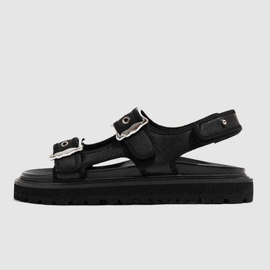 Style Core Aesthetics, New Style Trends Chunky Sole Buckle Two Strap Sandals Style Core Aesthetics, New Style Trends Chunky Sole Buckle Two Strap Sandals