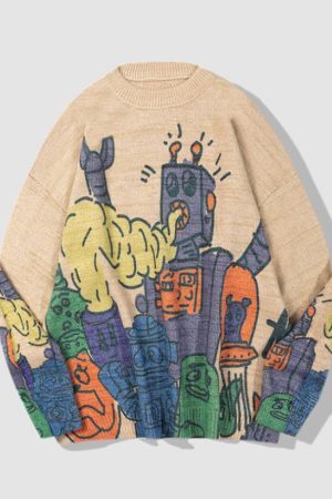 Style Core Aesthetics, New Style Trends City Monster Print Sweater