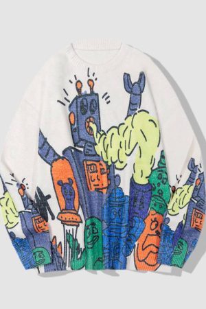 Style Core Aesthetics, New Style Trends City Monster Print Sweater