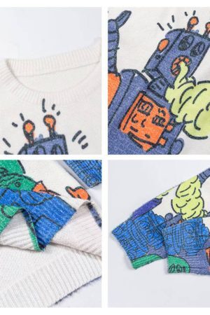 Style Core Aesthetics, New Style Trends City Monster Print Sweater