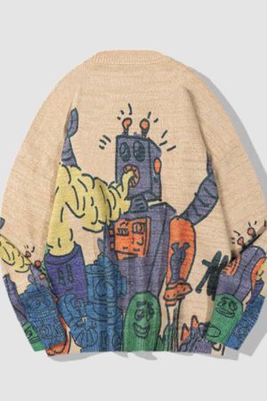 Style Core Aesthetics, New Style Trends City Monster Print Sweater