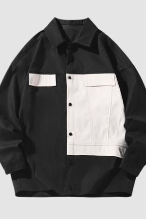 Style Core Aesthetics, New Style Trends Classic Contrast Patchwork Shirts