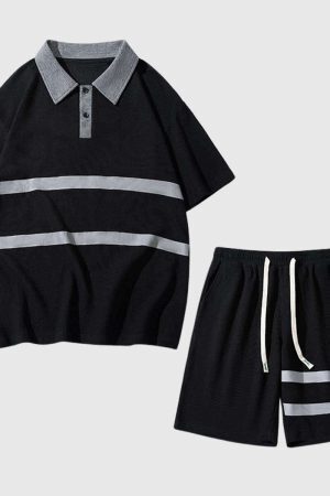 Style Core Aesthetics, New Style Trends Classic Striped Knit Polo Set