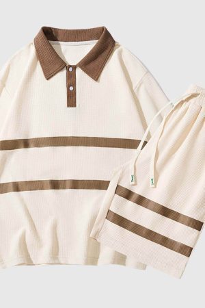 Style Core Aesthetics, New Style Trends Classic Striped Knit Polo Set