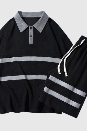 Style Core Aesthetics, New Style Trends Classic Striped Knit Polo Set