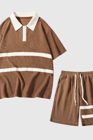 Style Core Aesthetics, New Style Trends Classic Striped Knit Polo Set