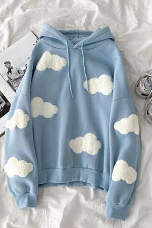 Style Core Aesthetics, New Style Trends Cloud Pattern Hoodie