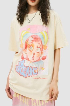 Style Core Aesthetics, New Style Trends Clown Pattern Printed Tee