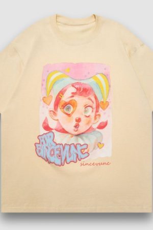 Style Core Aesthetics, New Style Trends Clown Pattern Printed Tee