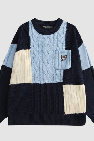 Style Core Aesthetics, New Style Trends College Style Color Block Sweater