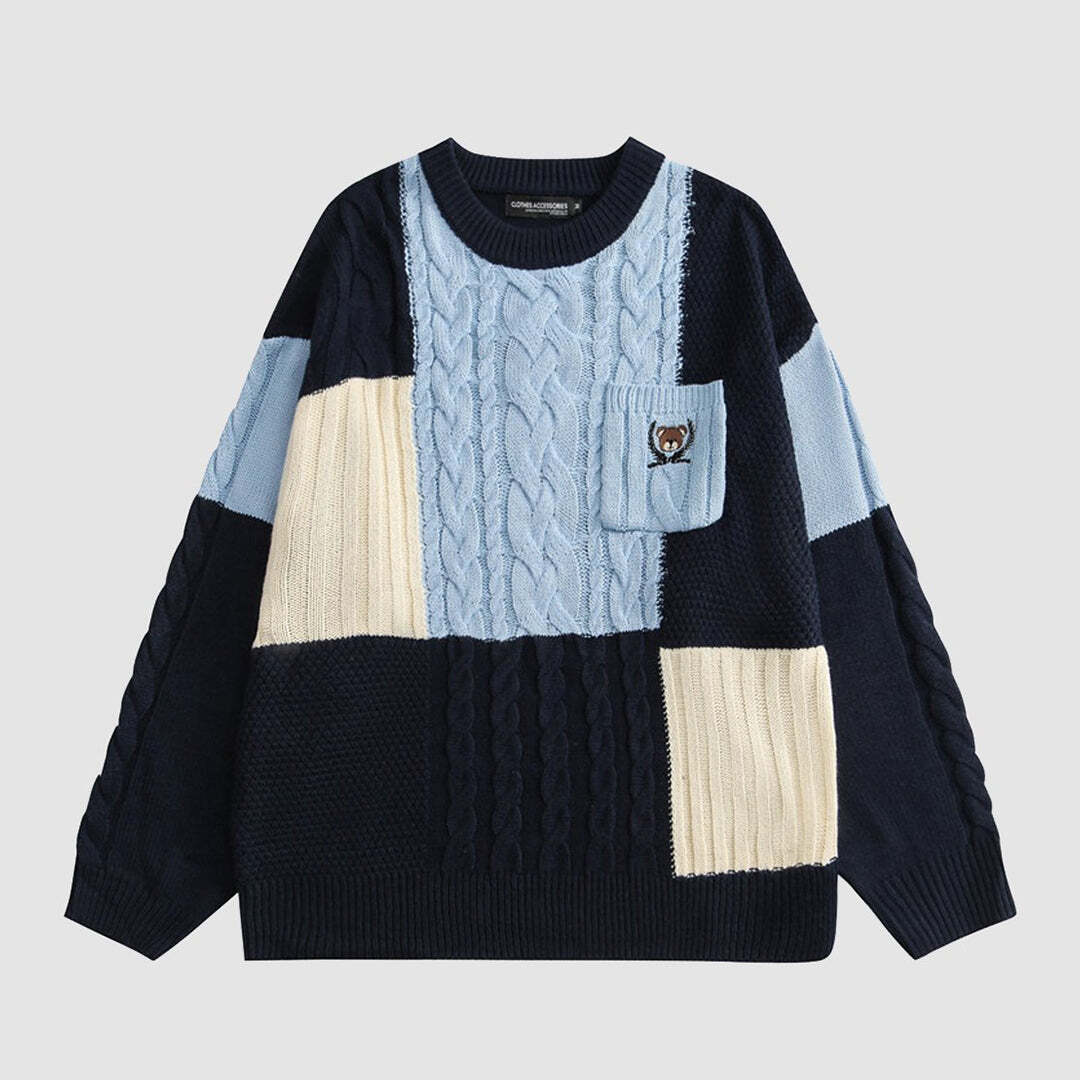 Style Core Aesthetics, New Style Trends College Style Color Block Sweater