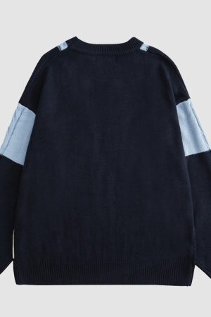 Style Core Aesthetics, New Style Trends College Style Color Block Sweater