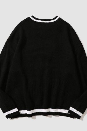 Style Core Aesthetics, New Style Trends College V-neck Knitted Sweater