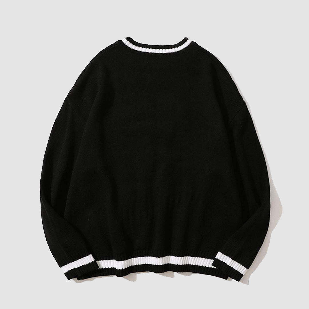 Style Core Aesthetics, New Style Trends College V-neck Knitted Sweater Style Core Aesthetics, New Style Trends College V-neck Knitted Sweater